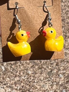 Yellow Rubber Duck Kids Earrings - Cute Kids Accessories